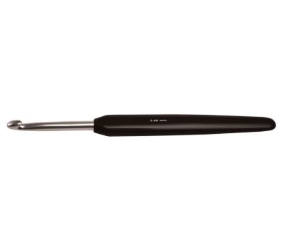 с/ч10,0 Knit Pro Крючок для вязания с эрго. ручкой "Basix Aluminum" Алюминий серебристый/черный№10,0, 30891