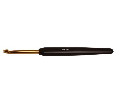 з/ч3,50 Knit Pro Крючок для вязания с эрго. ручкой "Basix Aluminum" Алюминий золотистый/черный №3,5, 30804