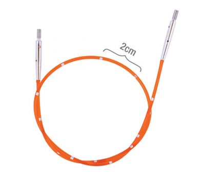 42176 Knit Pro Тросик (заглушки 2шт, кабельный ключик) для съемных спиц, длина 94см (готовая длина спиц 120см), оранжевый, 42176