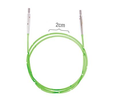 42177 Knit Pro Тросик (заглушки 2шт, кабельный ключик) для съемных спиц, длина 126см (готовая длина спиц 150см), неоновый зеленый, 42177