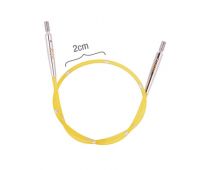 42171 Knit Pro Тросик (заглушки 2шт, кабельный ключик) для съемных укороченных спиц, длина 20см (готовая длина спиц 40см), желтый