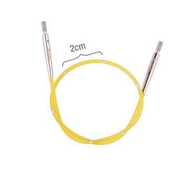 42171 Knit Pro Тросик (заглушки 2шт, кабельный ключик) для съемных укороченных спиц, длина 20см (готовая длина спиц 40см), желтый, 42171
