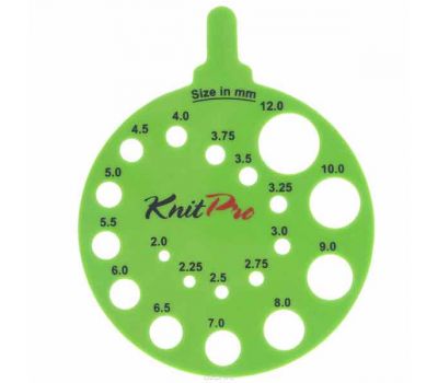 10992 Knit Pro Линейка круглая для определения номера спиц, пластик, зеленый, 10992