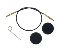 10531 Knit Pro Тросик (заглушки 2шт, ключик) для съемных укороченных  спиц с золотым напылением 24К, длина 20 (готовая длина спиц 40)см, черный