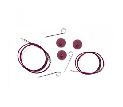 10500 Knit Pro Тросик (заглушки 2шт, ключик) для съемных укороченных спиц, длина 20см (готовая длина спиц 40см), фиолетовый, 10500
