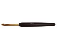 з/ч2,00 Knit Pro Крючок для вязания с эрго. ручкой "Basix Aluminum" Алюминий золотистый/черный №2,0