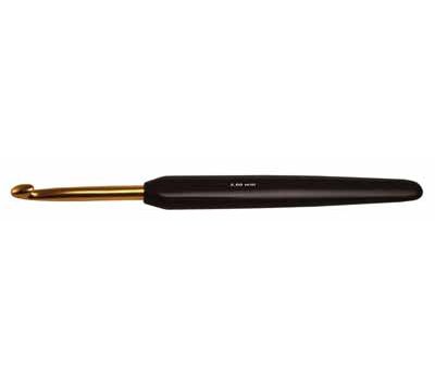з/ч2,50 Knit Pro Крючок для вязания с эрго. ручкой "Basix Aluminum" Алюминий золотистый/черный №2,5, 30802