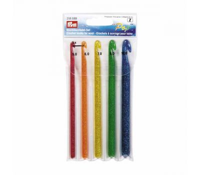 218599 Prym н-р крючков для вязания "POP" (в наборе: крючки-5мм, 6мм, 7мм, 8мм, 10мм), пластик, многоцветный, 5 видов крючков в наборе, 218599