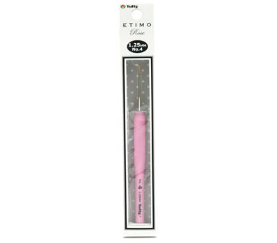 1,25 TULIP Крючок для вязания с ручкой "ETIMO Rose" 1,25мм, сталь/пластик, золотистый/серебристый/розовый, TEL-04e