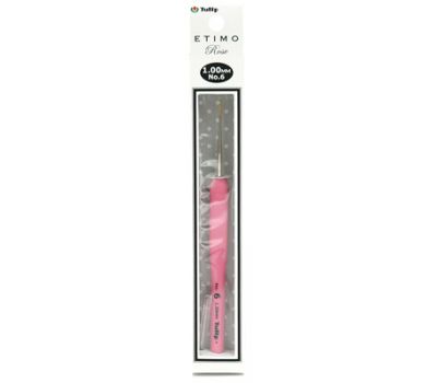 1,00 TULIP Крючок для вязания с ручкой "ETIMO Rose" 1,00мм, сталь/пластик, золотистый/серебристый/розовый, TEL-06e