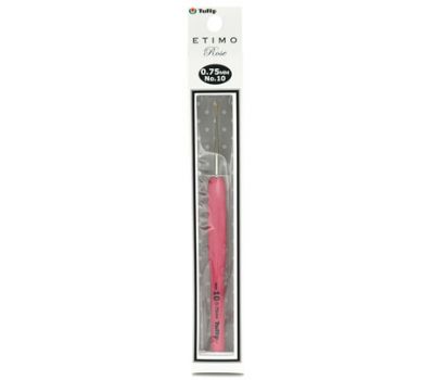 0,75 TULIP Крючок для вязания с ручкой "ETIMO Rose" 0,75мм, сталь/пластик, золотистый/серебристый/розовый, TEL-10e