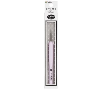 0,40 TULIP Крючок для вязания с ручкой "ETIMO Rose" 0,4мм, сталь/пластик, золотистый/серебристый/розовый, TEL-16e