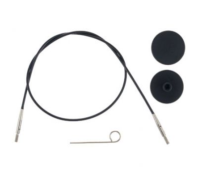 10521 Knit Pro Тросик (заглушки 2шт, ключик) для съемных спиц, длина 35 (готовая длина спиц 60)см, черный, 10521