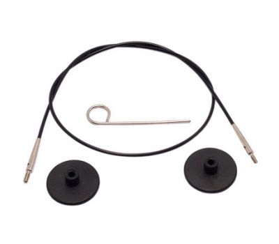 10522 Knit Pro Тросик (заглушки 2шт, ключик) для съемных спиц, длина 56 (готовая длина спиц 80)см, черный, 10522